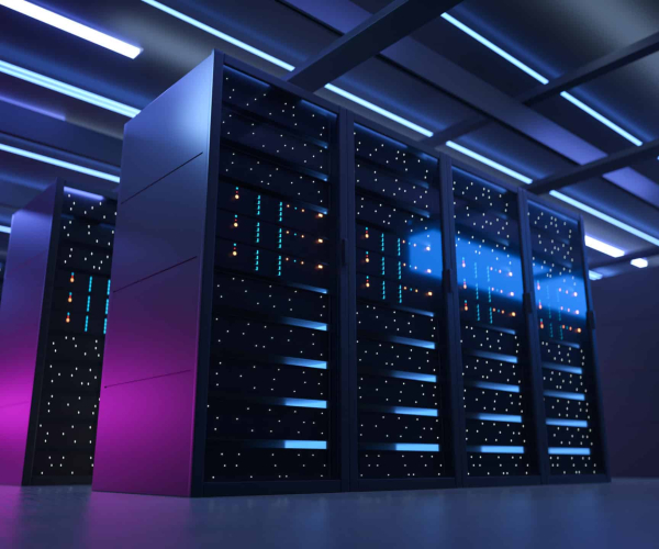 Working Data Center Full of Rack Servers and Supercomputers, Mod