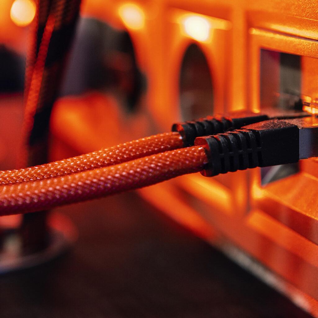 cables-red-light-background