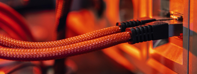 cables-red-light-background